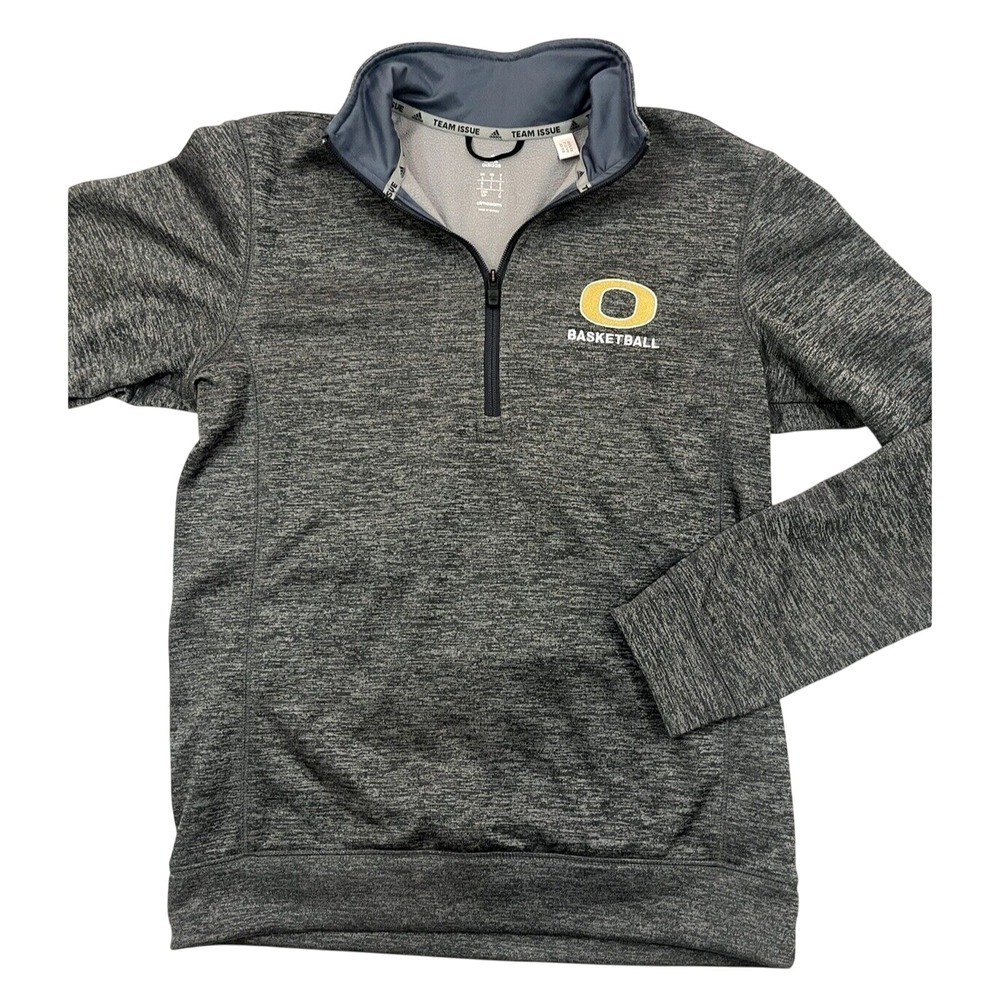 Adidas Quarter Zip Pullover Mens S Grey Oregon Ducks Basketball Climawarm Top